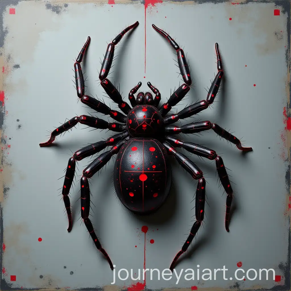 Contrasting-Black-Spider-on-Gray-Background-with-Red-Accents