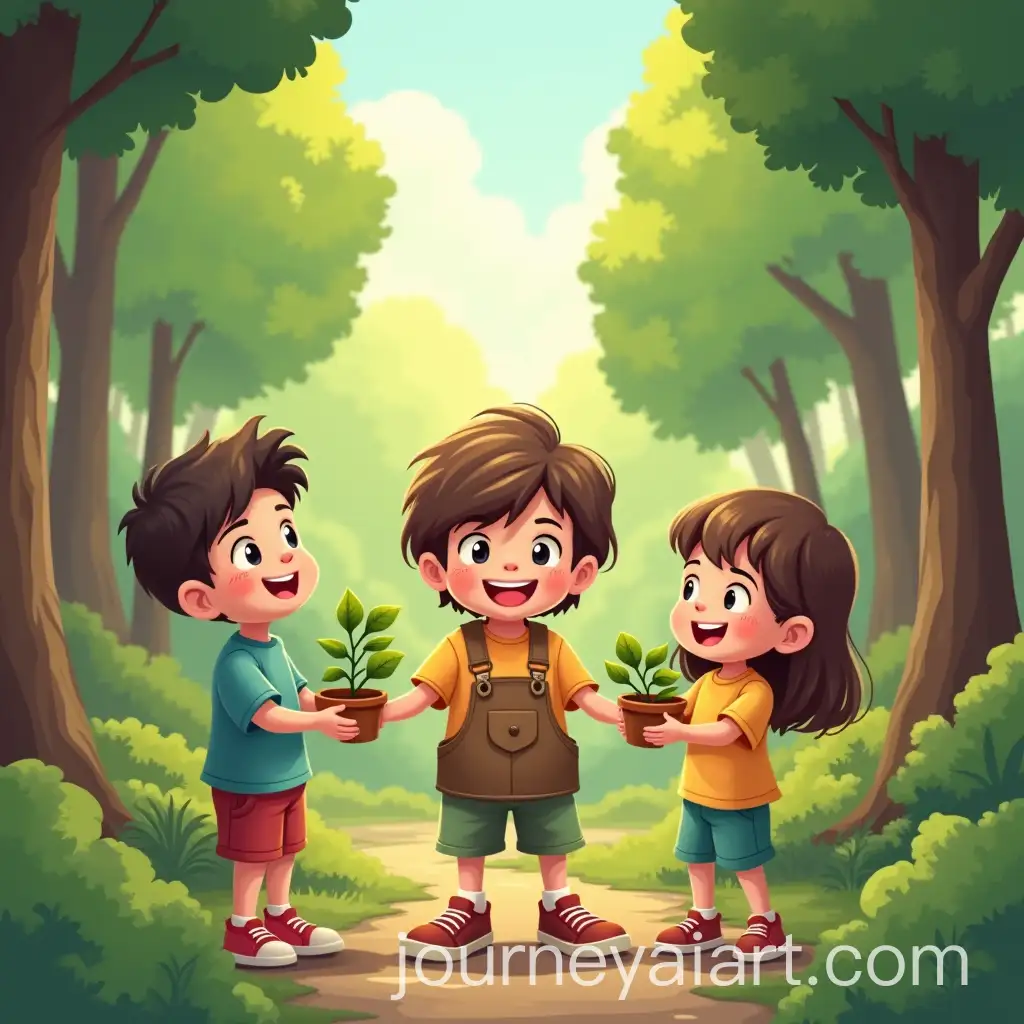 Child-Caretakers-Nurturing-a-Forest-in-Animated-Style