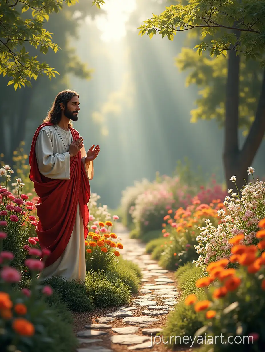 Jesus-in-a-Beautiful-Garden-SurAI-Art-Prompt-Expansionrounded-by-Psalms-Quotes