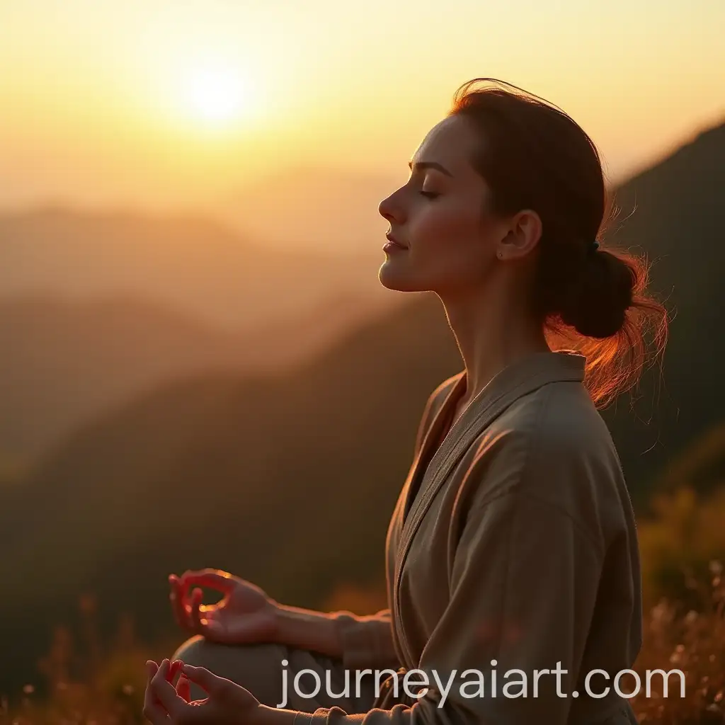 Serene-Woman-Meditating-on-Mountain-Peak-at-Golden-Hour