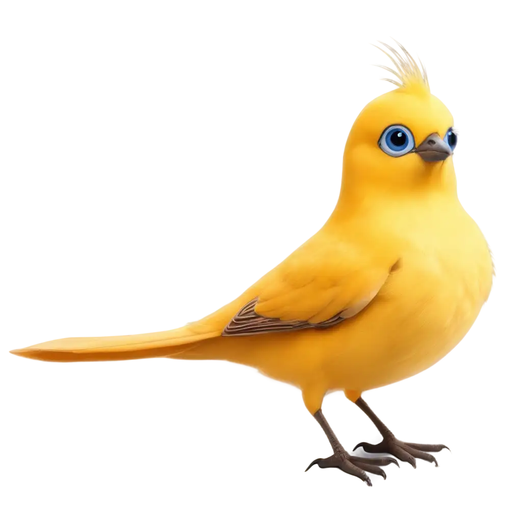 Create-a-Photorealistic-PNG-Image-of-a-Yellow-Bird-with-Blue-Eyes-and-Long-Eyelash-on-a-Cake