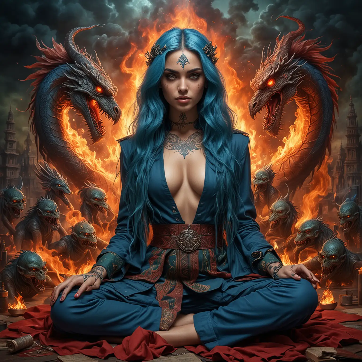 Enchanting Empresses Alien Sorceresses Amidst Flames and Dragons