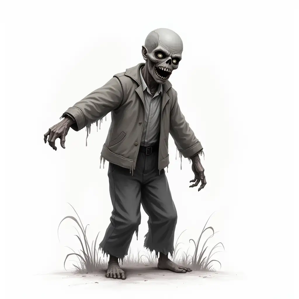 Not a scary simple zombie facing to the right on a white background