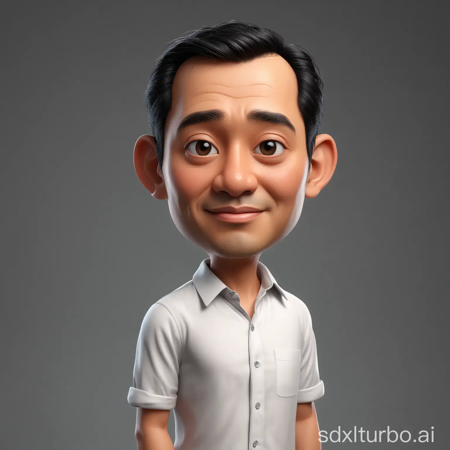 Indonesian-Man-Portrait-in-Cartoon-Style-with-Oval-Face-and-White-Shirt