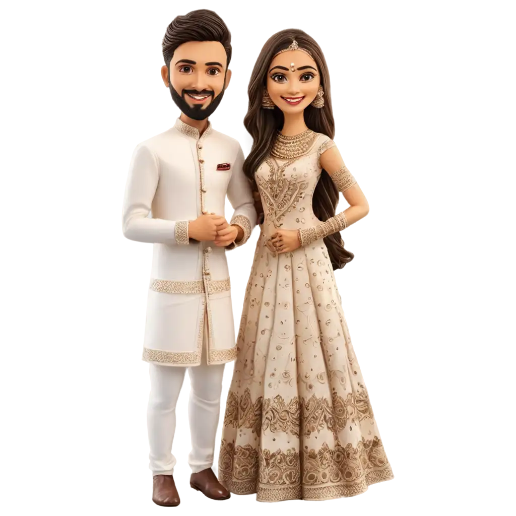 Stunning-Mehndi-Caricature-PNG-Bride-and-Groom-Standing