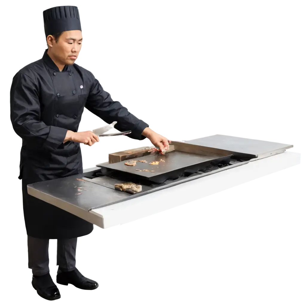 Japanese chef cooking teppanyaki