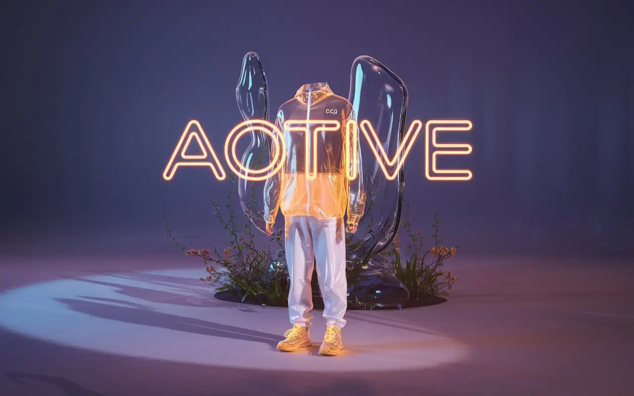 Futuristic Minimal Logo Showcase of Aotive in Neon Orange Glow