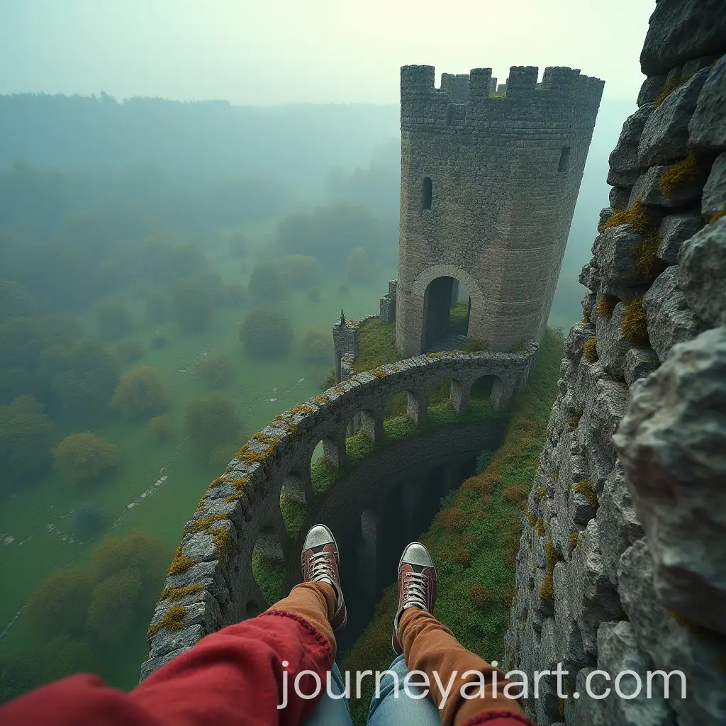 FirstPerson-POV-from-the-Edge-of-a-Crumbling-Medieval-Tower