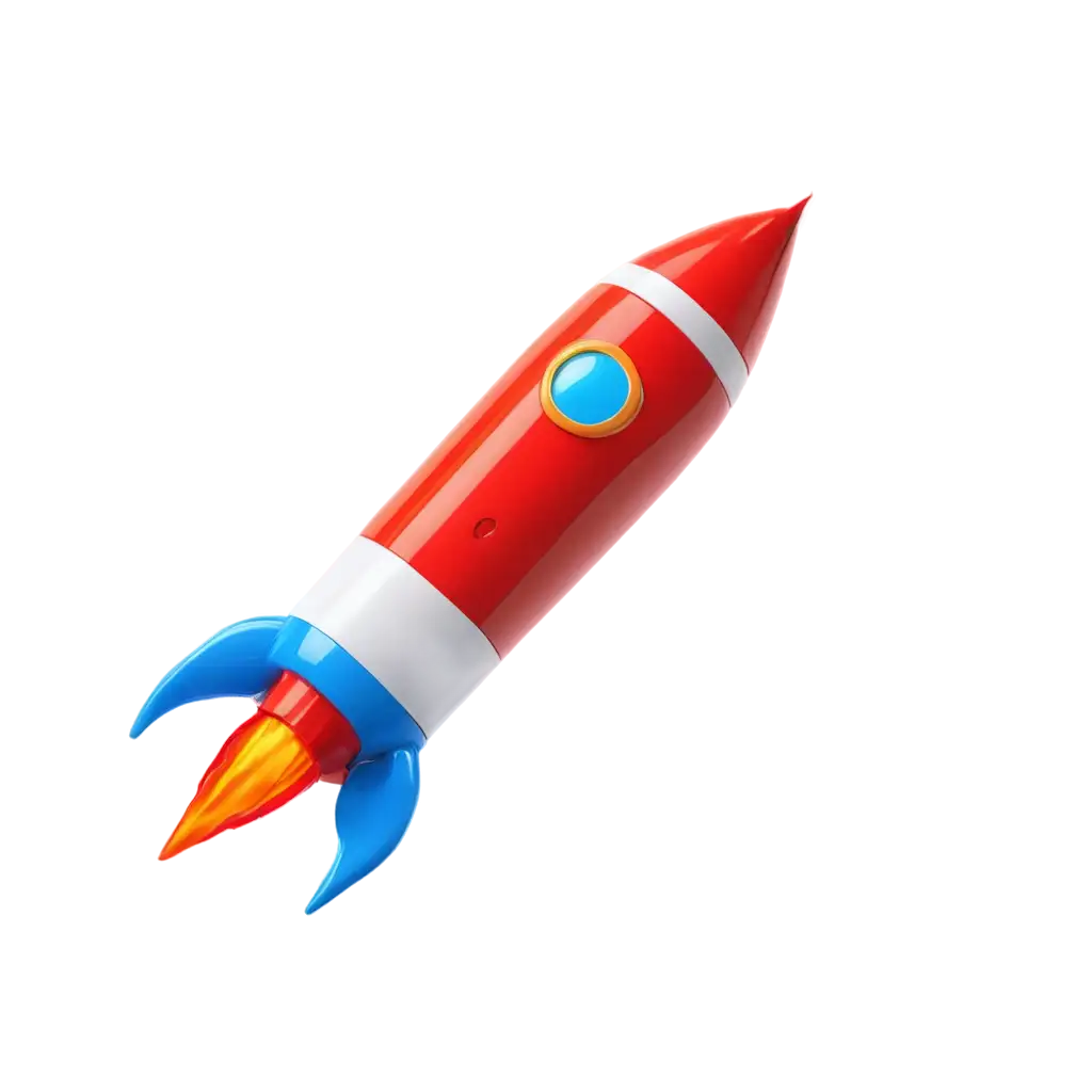 3PNG-Image-Usage-AnalysisD-CartoonStyle-Rocket-Ship-PNG-with-Shiny-Metallic-Body-Red-Fins-and-Blue-Window-for-Dynamic-SpaceThemed-Design