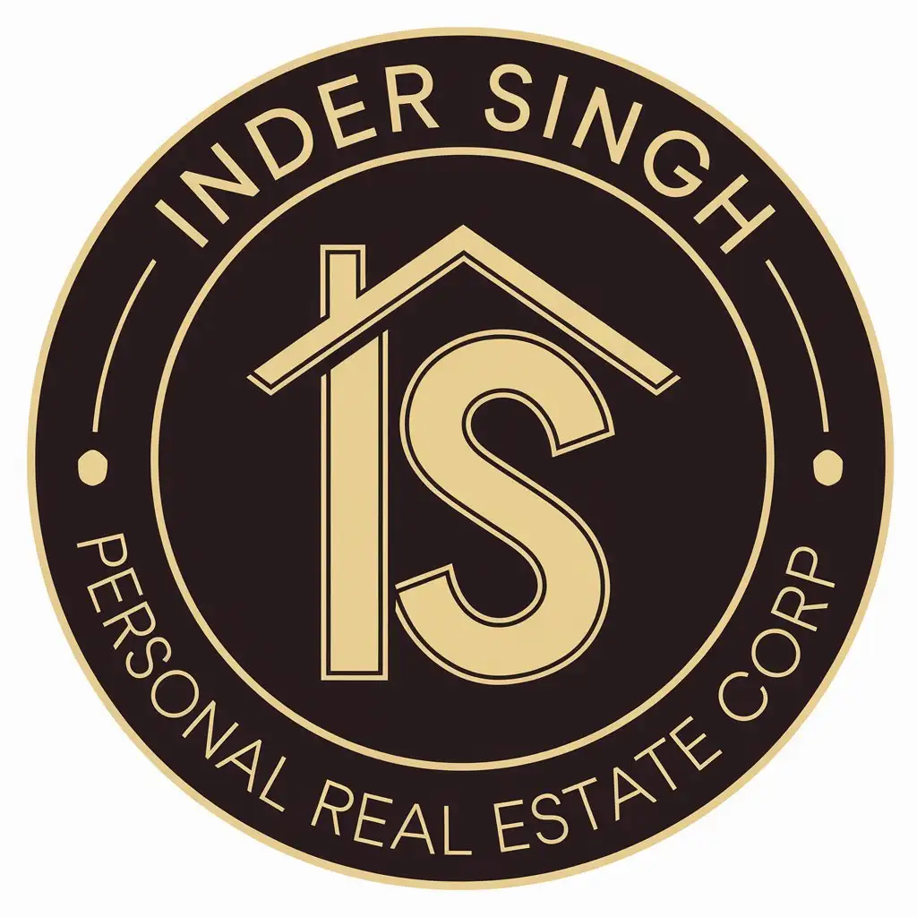 LOGO Design for Inder Singh Personal Real Estate Corp Gold Circular IS with Bold Font