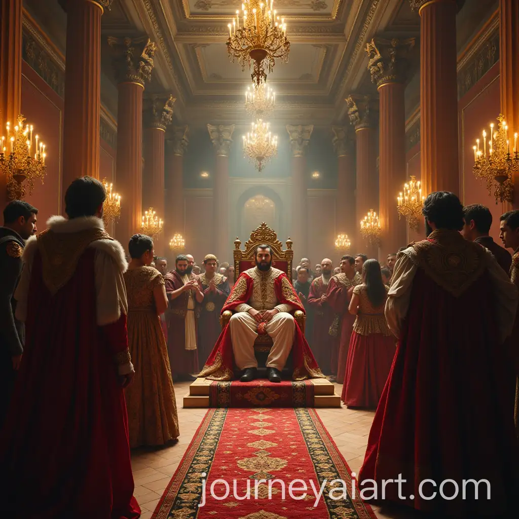 Royal-Court-Scene-with-King-Seated-on-Throne-and-Courtiers-in-Grand-Palace