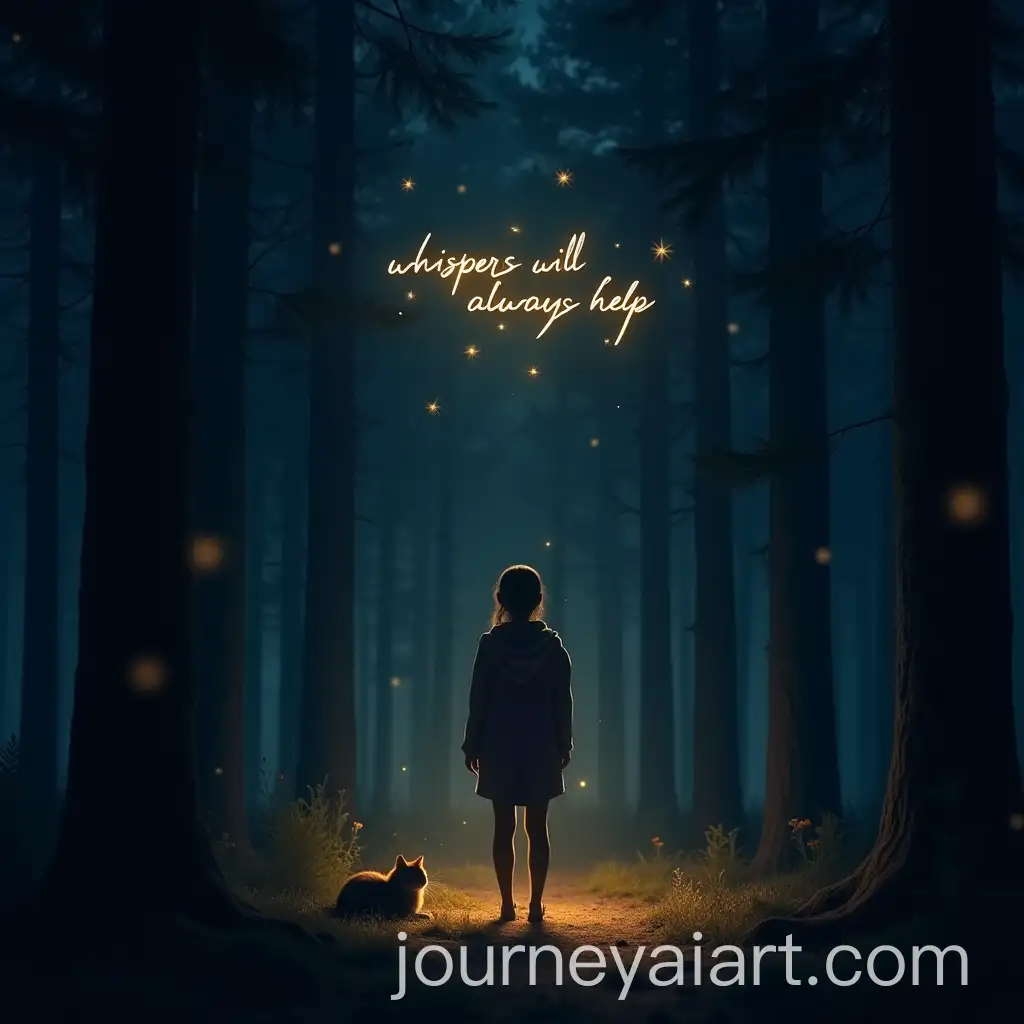 Serene-Nighttime-Forest-with-Glowing-Fireflies-and-Reassuring-Whispering-Atmosphere