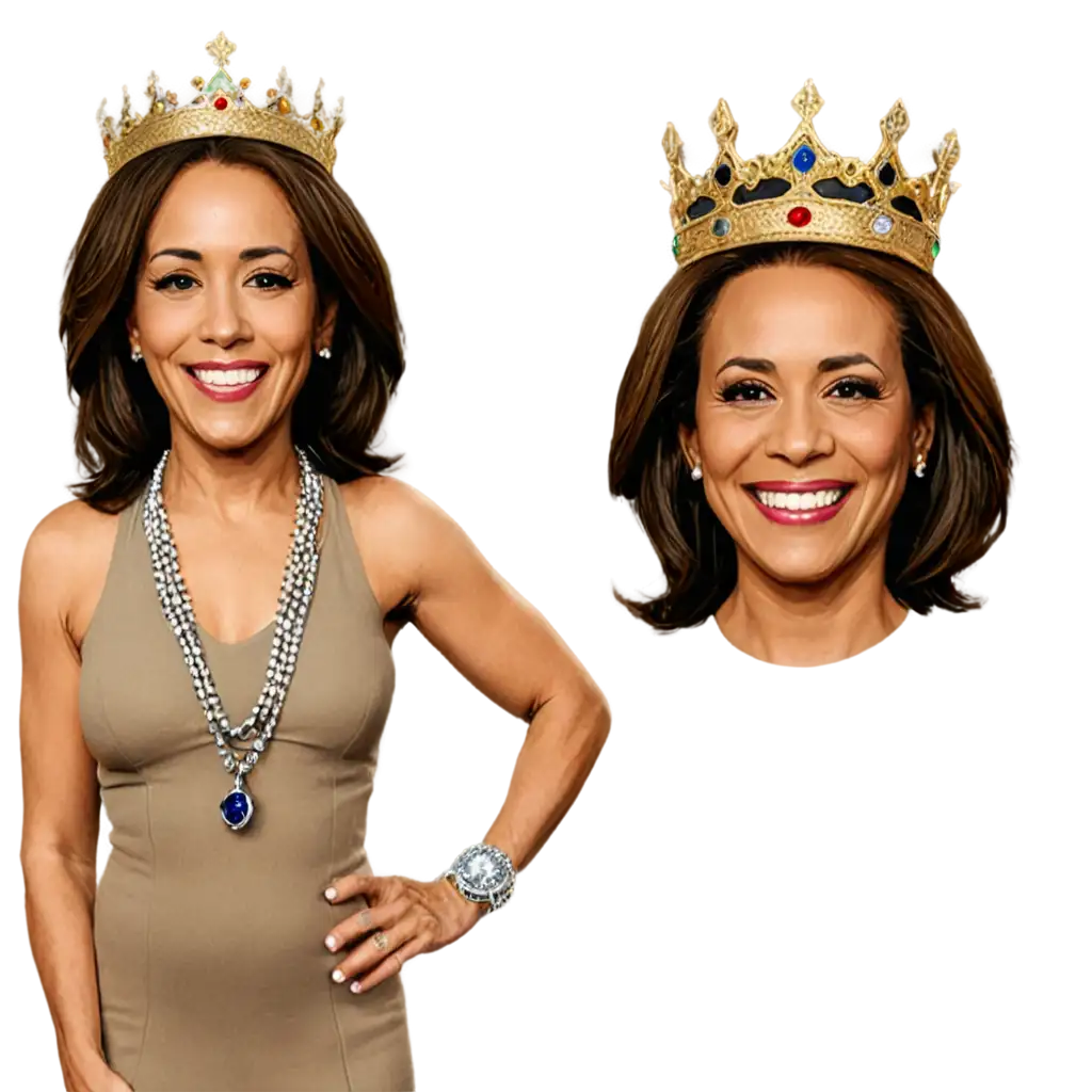 PNG-Caricature-of-Kamala-Harris-as-Queen-Regal-Artistic-Representation