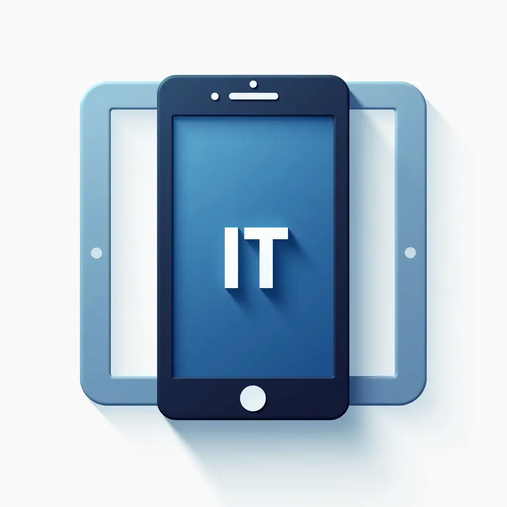 Image: Logo. A square frame with the IT technology icon on the phone screen.