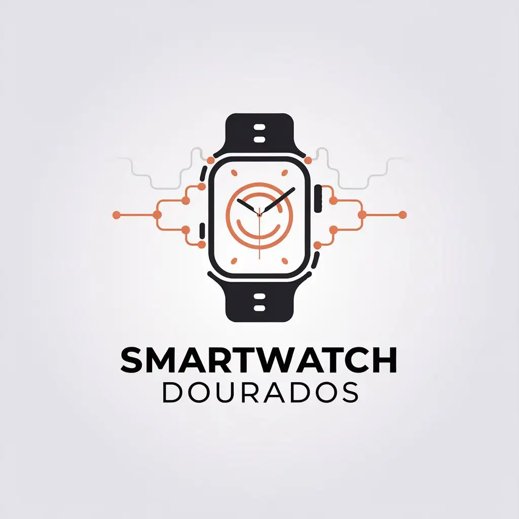 a vector logo design,with the text "smartwatch dourados", main symbol:smart watch,Minimalistic,clear background