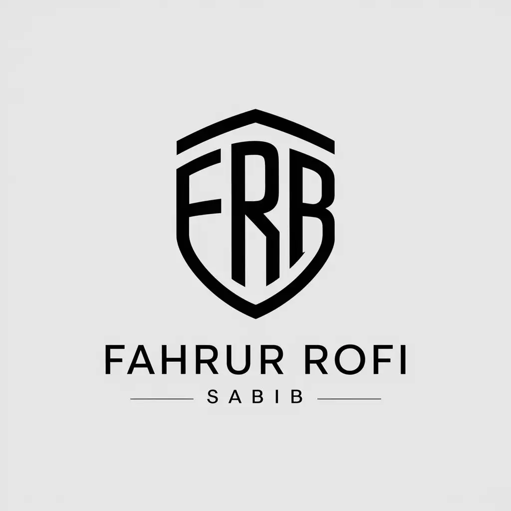 a vector logo design,with the text "Fahrur Rofi Sabib", main symbol:Design a monogram logo consisting of the letters 'F', 'R', and 'B' creatively formed into a shield.,Moderate,clear background,Minimalistic,be used in Others industry,clear background