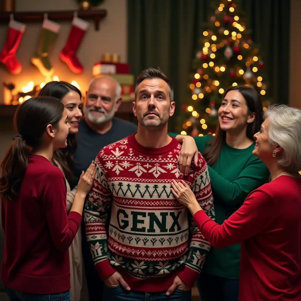 Family-Christmas-Celebration-with-a-Tormented-Man-in-Ugly-Sweater