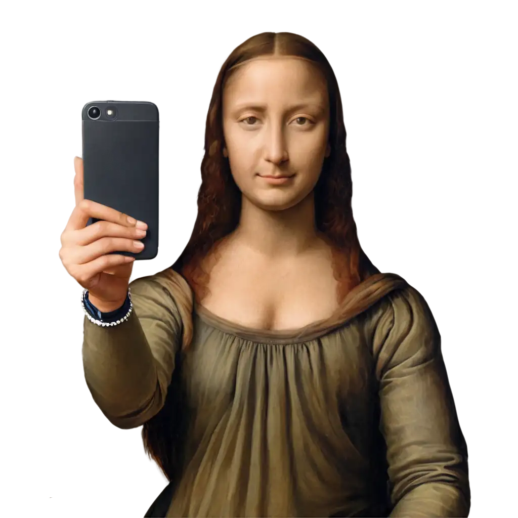 Monalisa-Taking-a-Selfie-PNG-Image-for-HighQuality-Digital-Art