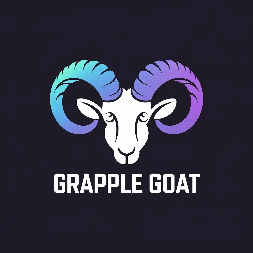 LOGO Design for Grapple Goat Modern Goat Face Outline on Black Background