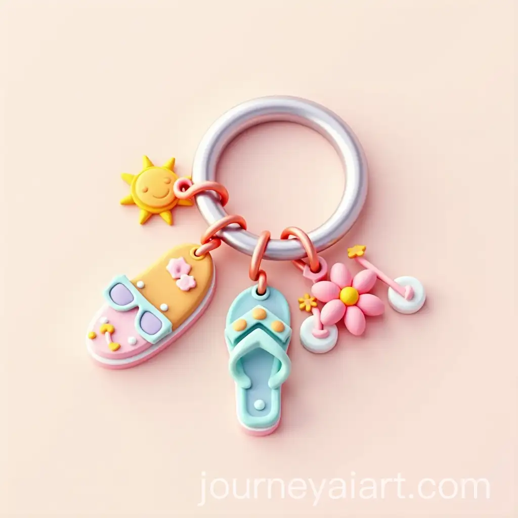 3D-Claymorphism-Keyring-with-Vibrant-Charms-and-Glossy-Metallic-Ring