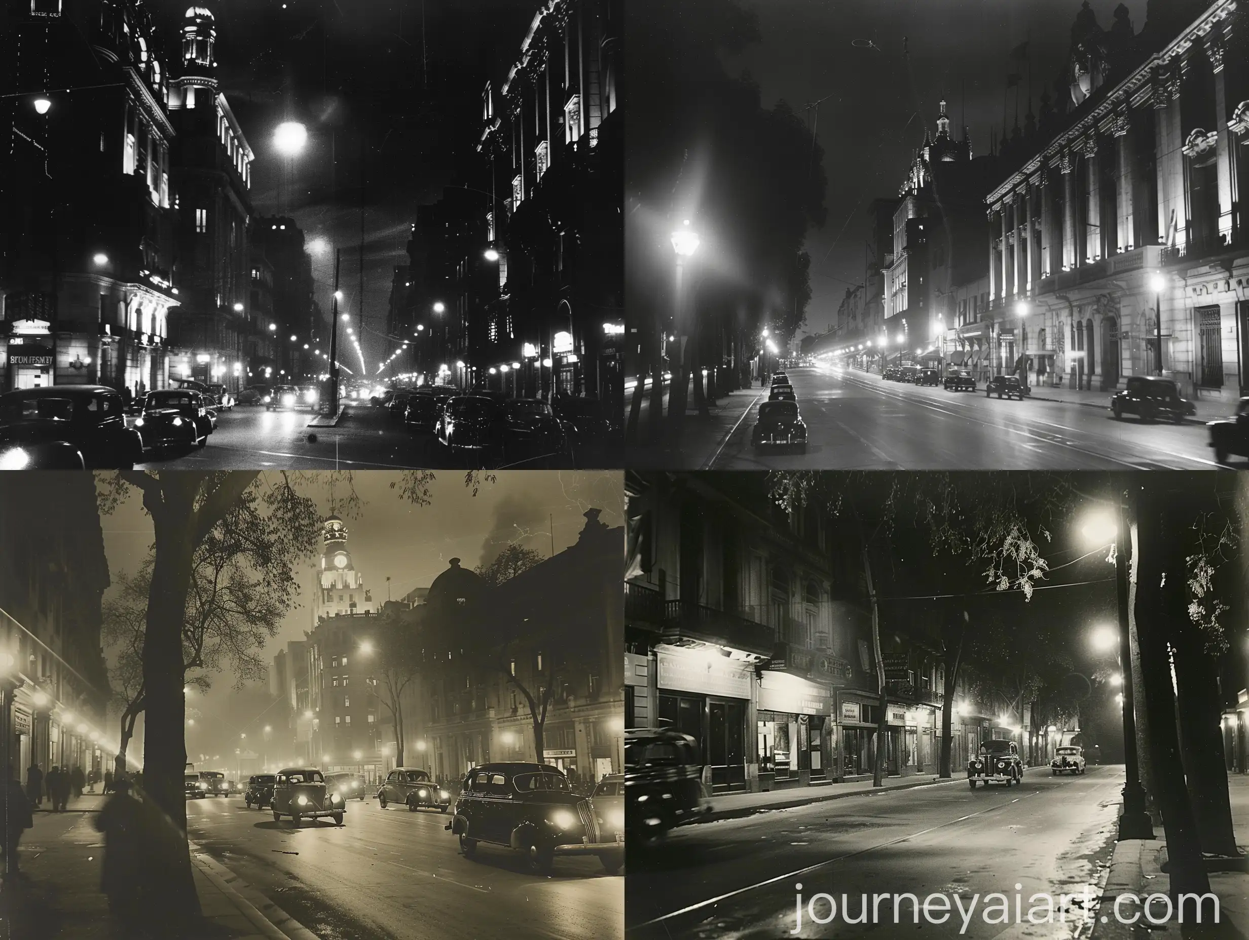 Night-Street-Scene-in-1947-Buenos-Aires-Vintage-Low-Quality-Photo