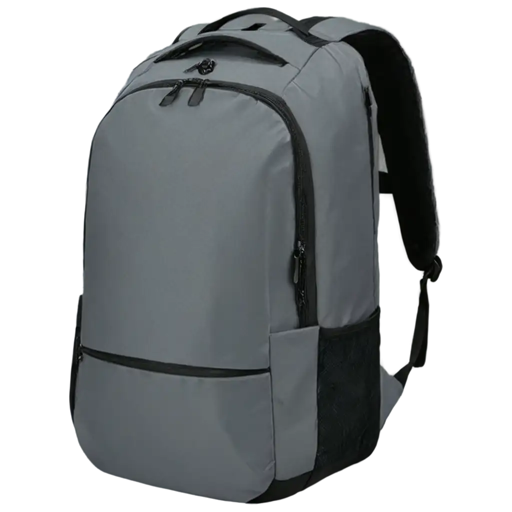 PNG-Image-of-PC-Backpack-Face-View-in-Gray-Color-Enhance-Clarity-and-Detail