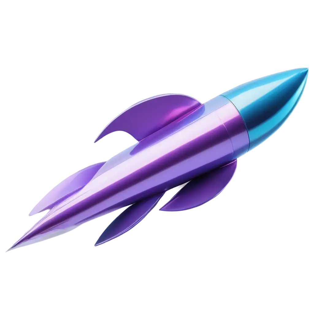 Photorealistic-3D-Metallic-Purple-and-Blue-Rocket-PNG-with-Lustrous-Finish-and-Transparent-Background