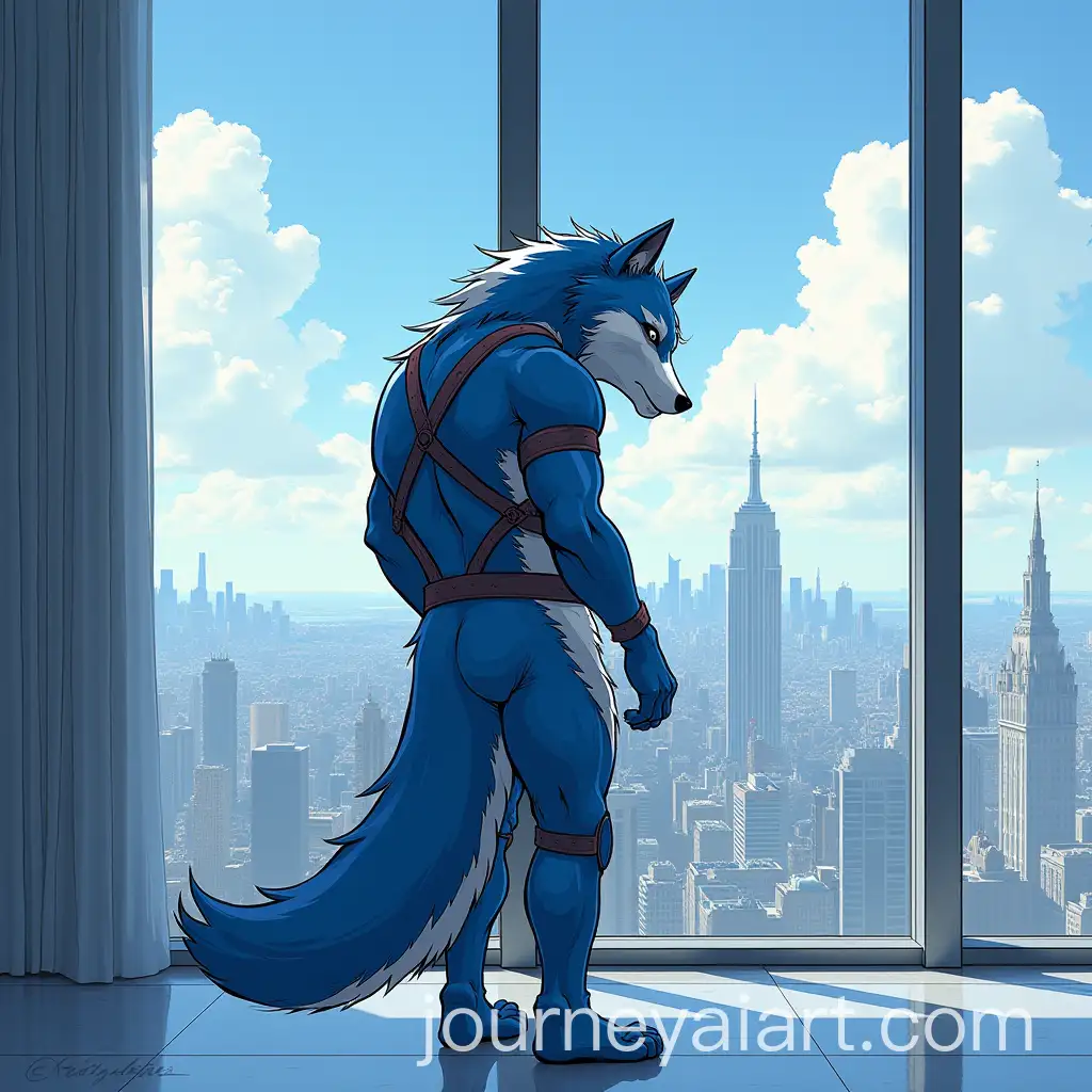 Furry-in-Brutal-Pose-in-a-Skyscraper-Interior-with-Panoramic-Windows