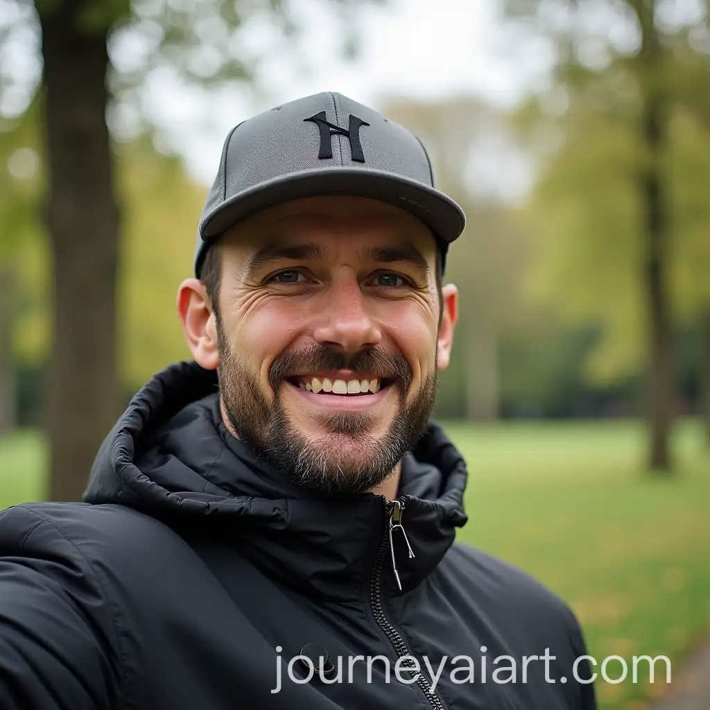 Man-Taking-Selfie-in-Park-Square-Aspect-Ratio