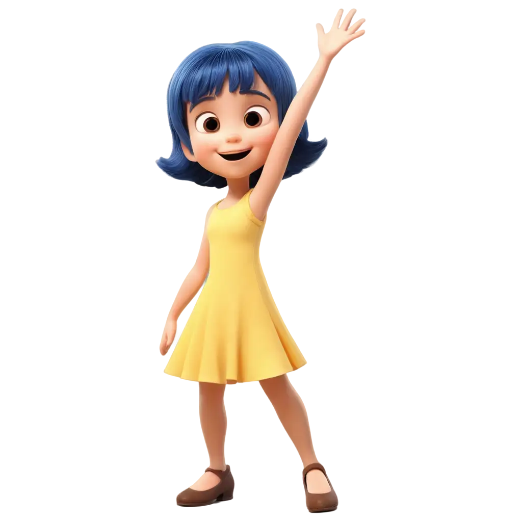 Cheerful-3YearOld-Girl-with-Blue-Hair-3D-Pixar-Style-PNG-Image