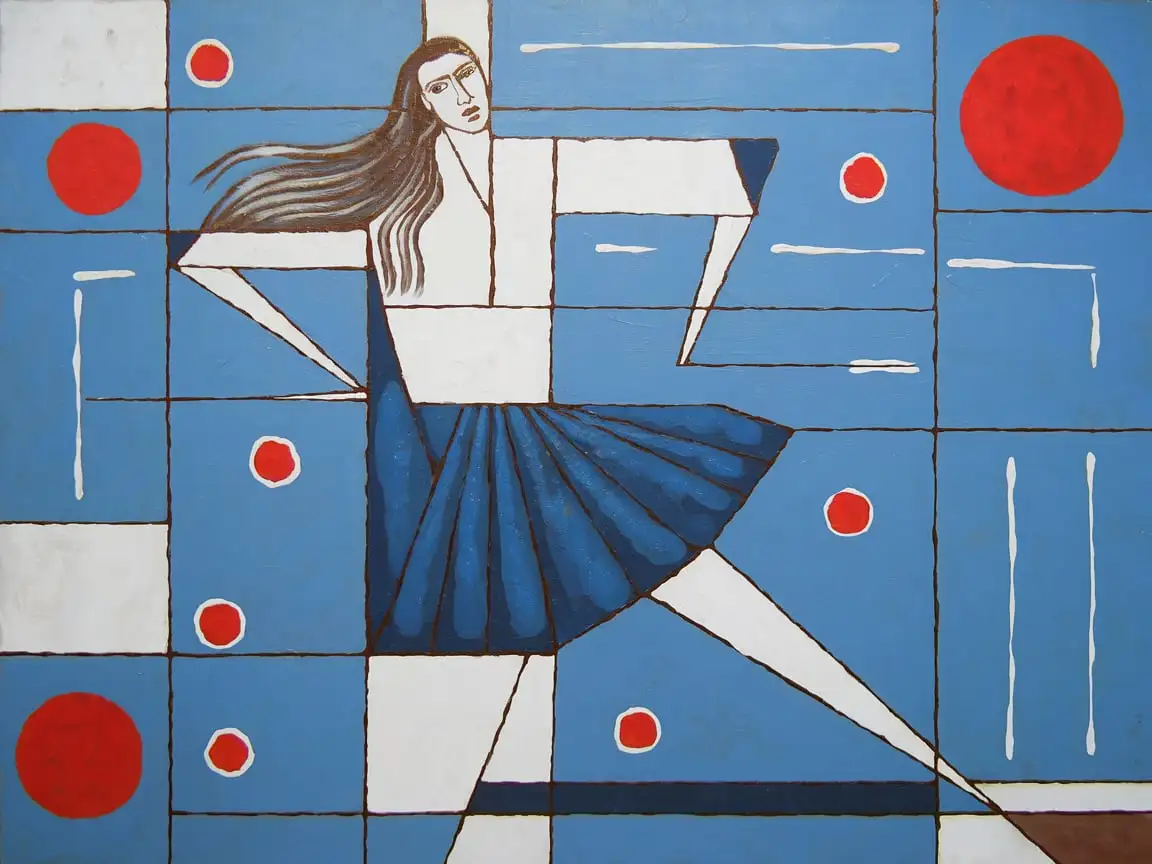 Feminist-Abstraction-A-Woman-Embracing-Hairy-Legs-in-the-Style-of-Mondrian-and-Kusama