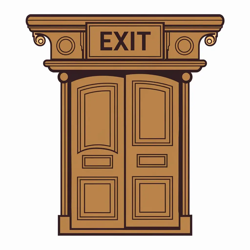 a vector logo design,with the text "exit", main symbol:door,Moderate,clear background