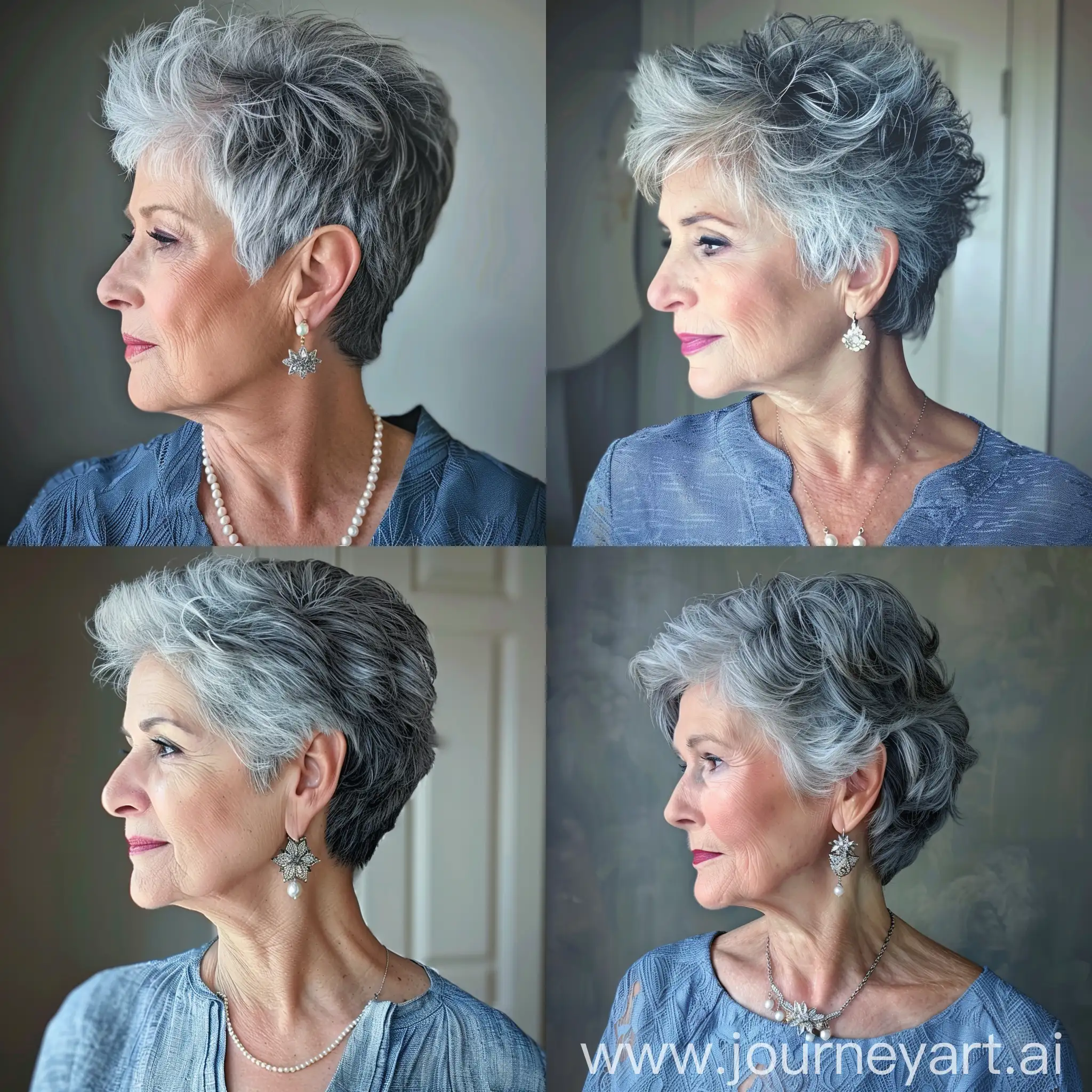 Portrait-of-Elegant-Older-Woman-with-Gray-Hair-and-Vintage-Accessories