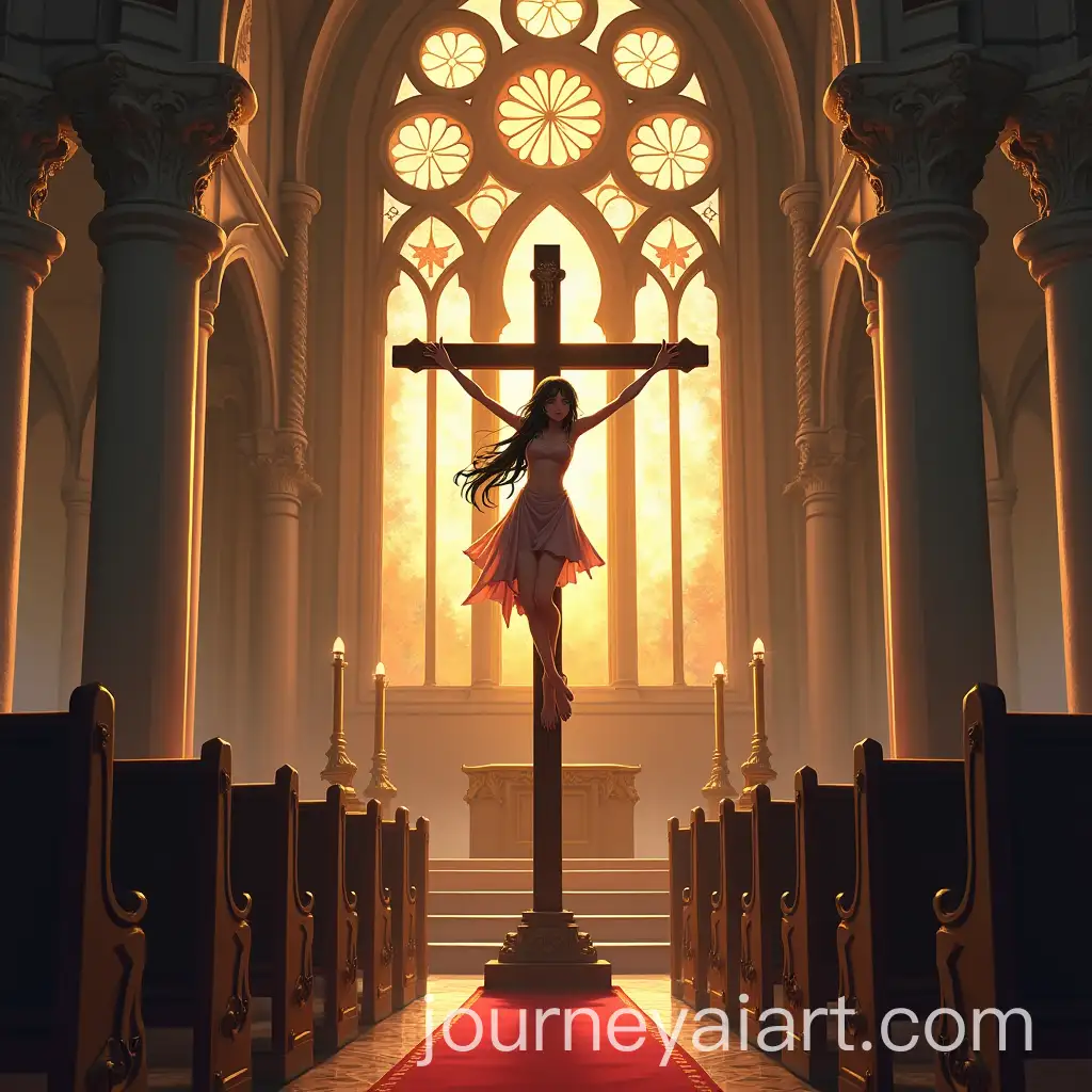 Feminine-Anime-Girl-in-a-Demonic-Baroque-Church-Bathed-in-Sunlight
