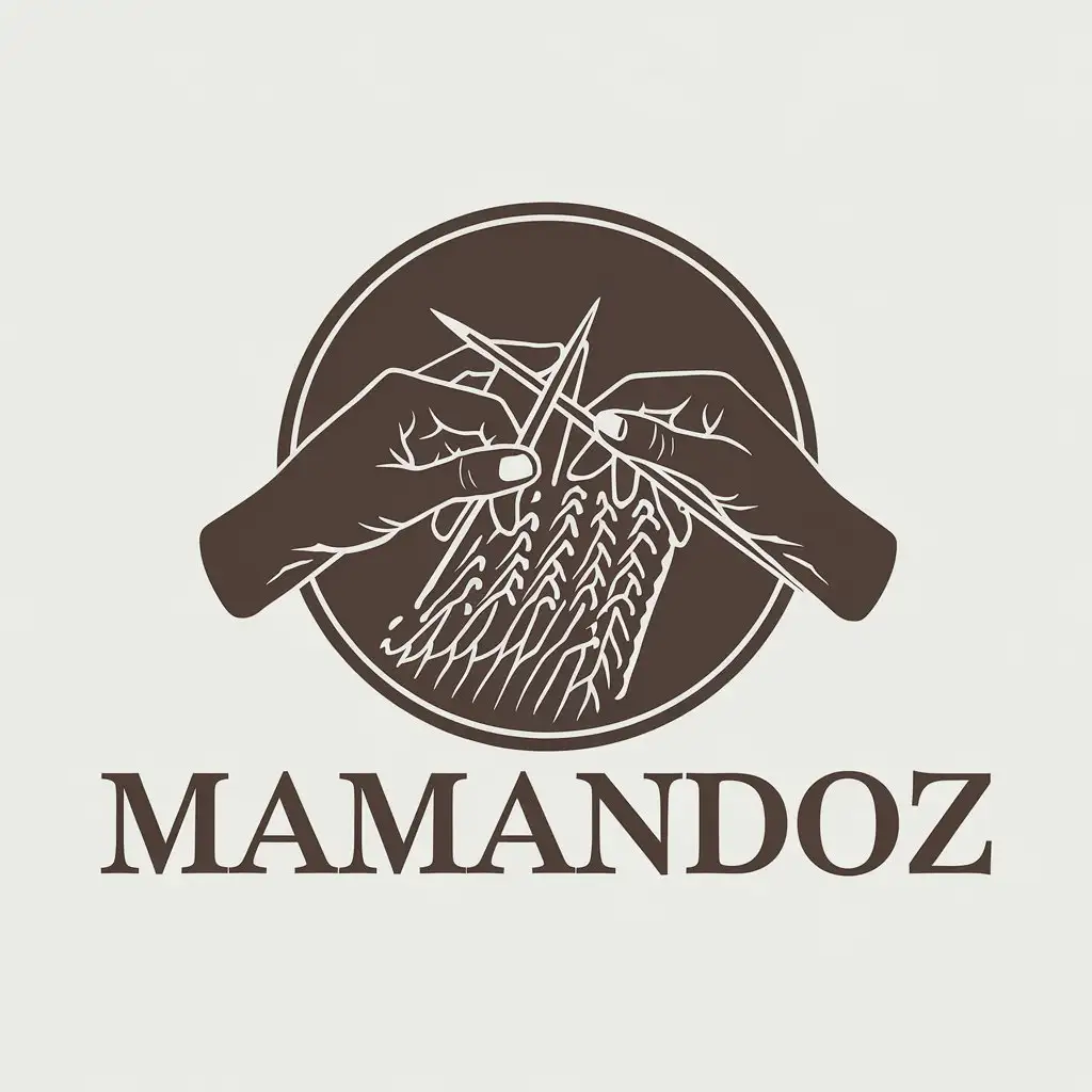 a vector logo design,with the text "mamandoz", main symbol:two hands knitting something,Moderate,clear background