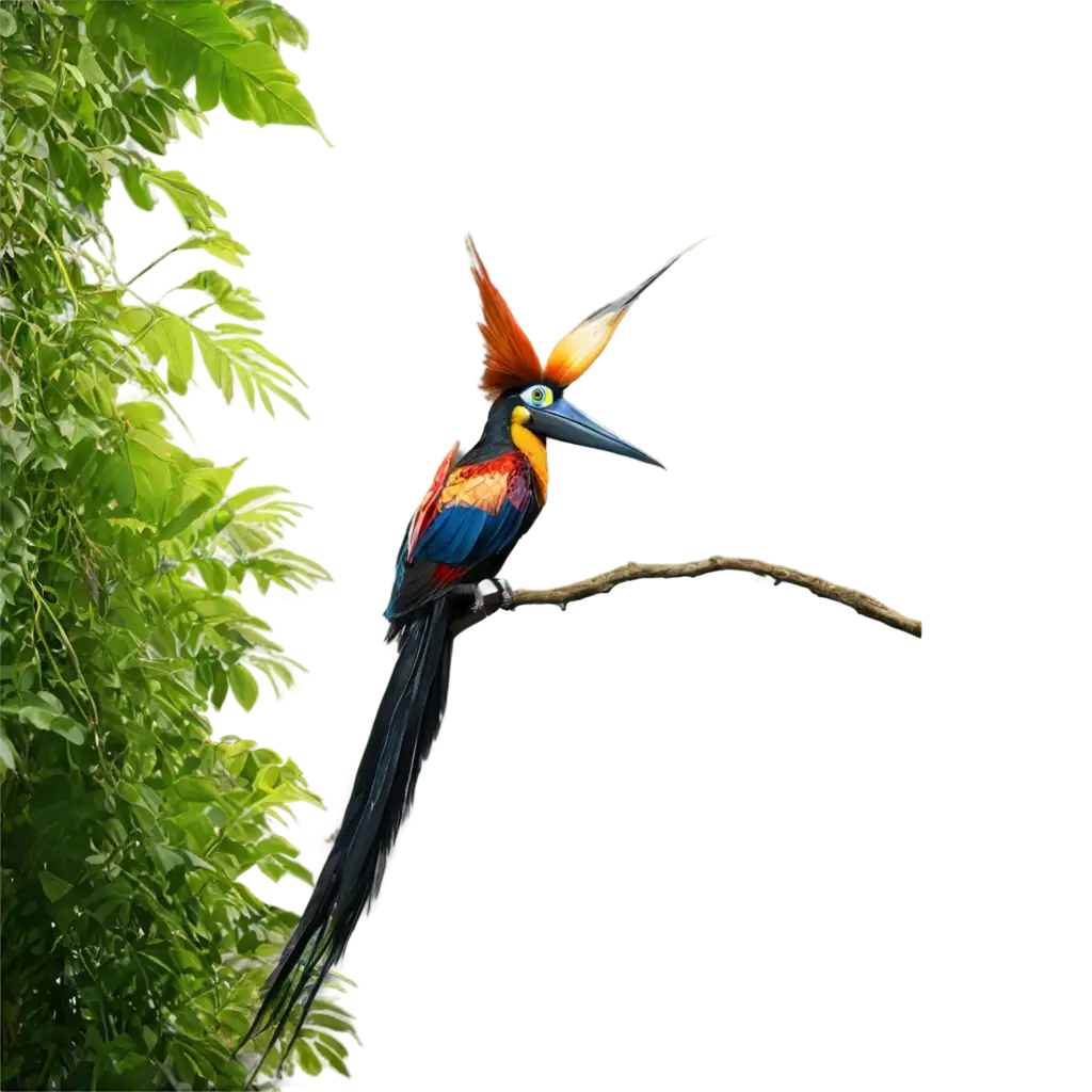 Stunning-Bird-of-Paradise-PNG-Image-with-Tropical-Rainforest-Backdrop-for-HighQuality-Visuals