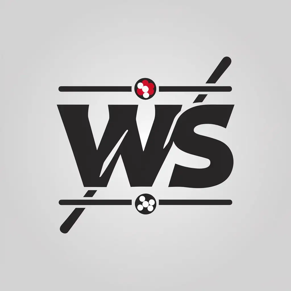 a vector logo design,with the text "ws", main symbol:pool cue WS,Moderate,be used in Sports Fitness industry,clear background