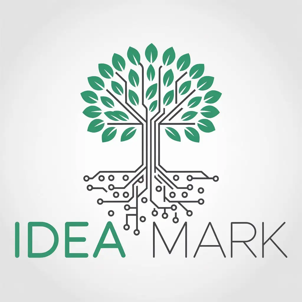 LOGO Design for Idea Mark Green Black Minimalist with Geometric Symbol for Digital Growth