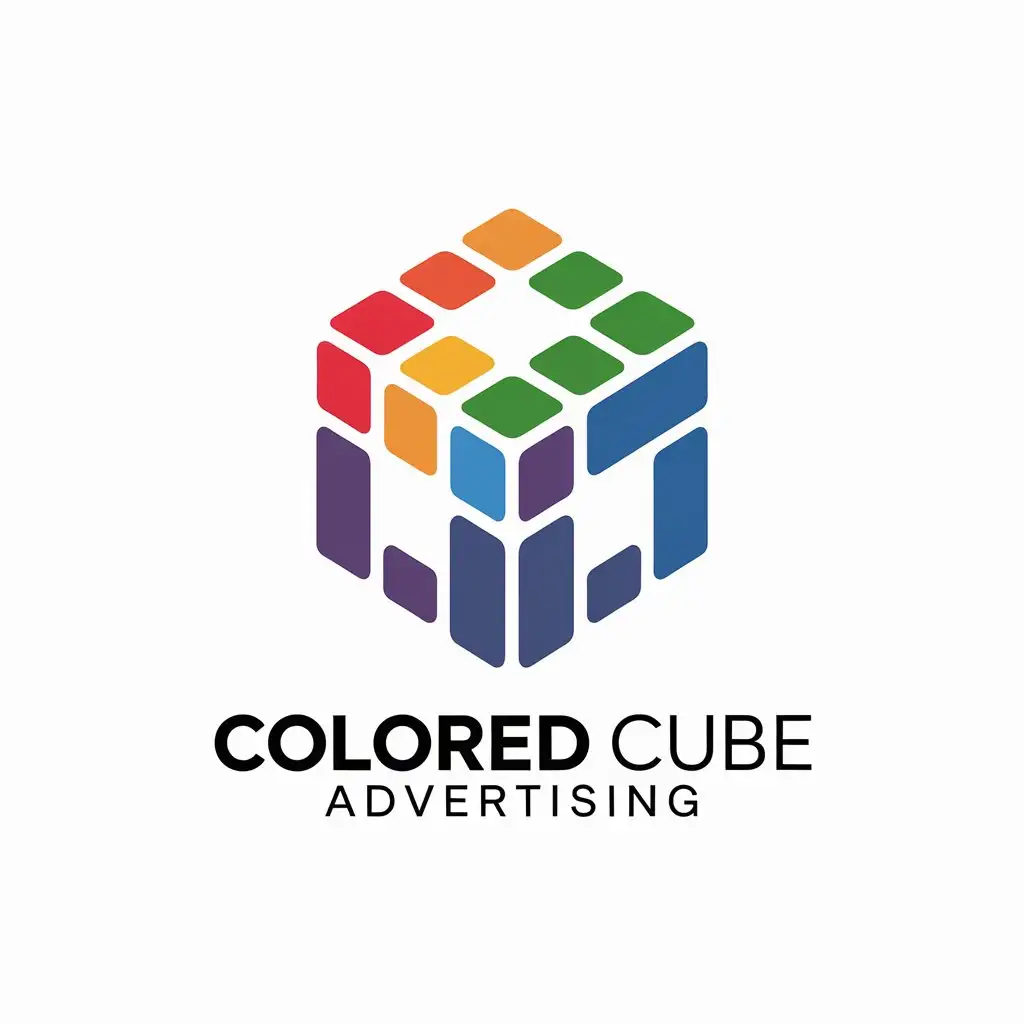 a vector logo design,with the text "colored cube", main symbol:magic cube advertising company,complex,be used in Others industry,clear background