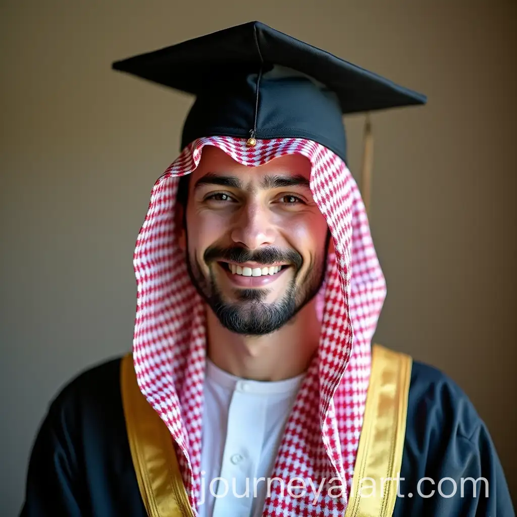 Graduation-Celebration-in-Traditional-Arabian-Clothing-with-Graduation-Cap