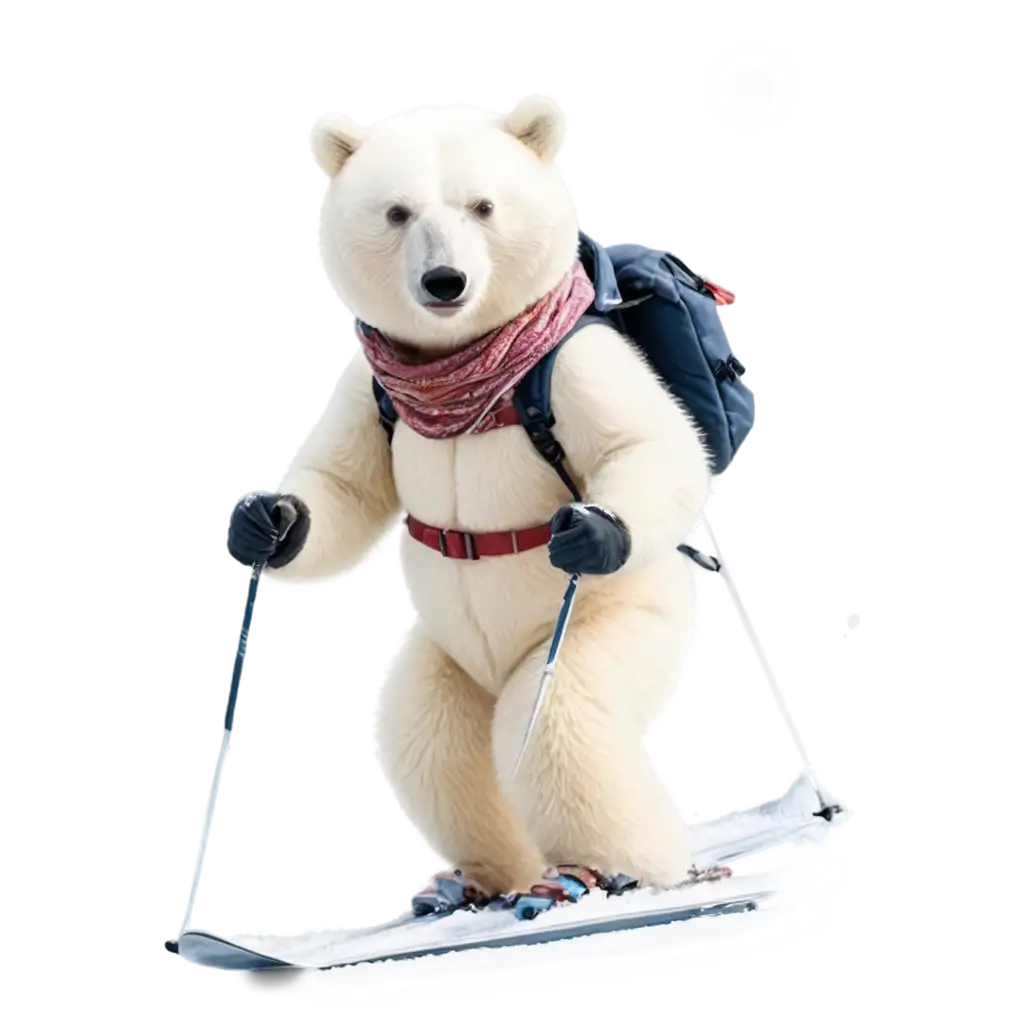 White-Bear-Skiing-on-Snowy-Landscape-HighQuality-PNG-Image-for-Clear-Crisp-Visuals