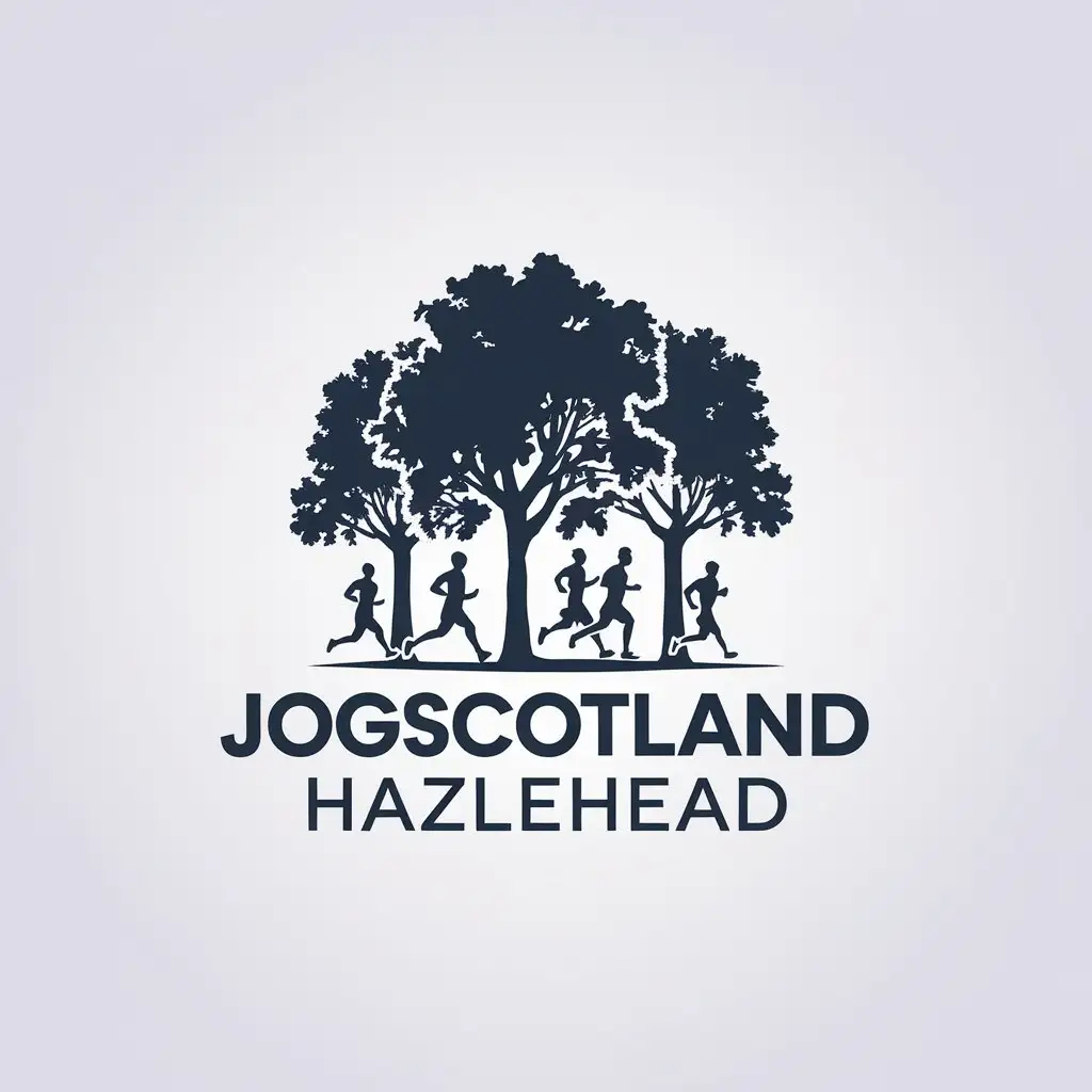 LOGO Design For JogScotland Hazlehead Minimalistic Vector Logo with Trees Runners and Joggers