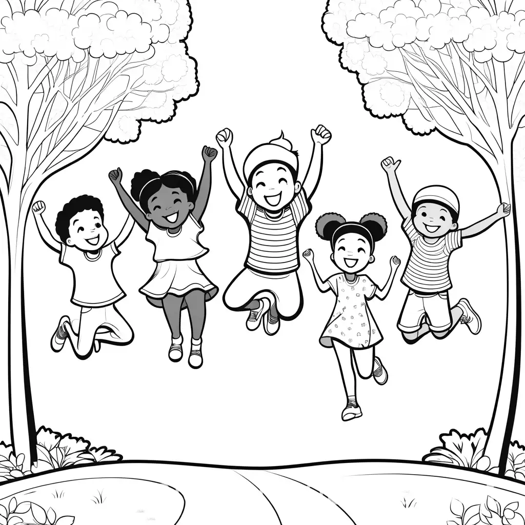 Children-Jumping-with-Joy-at-the-Park-Fun-and-Smiling-Kids