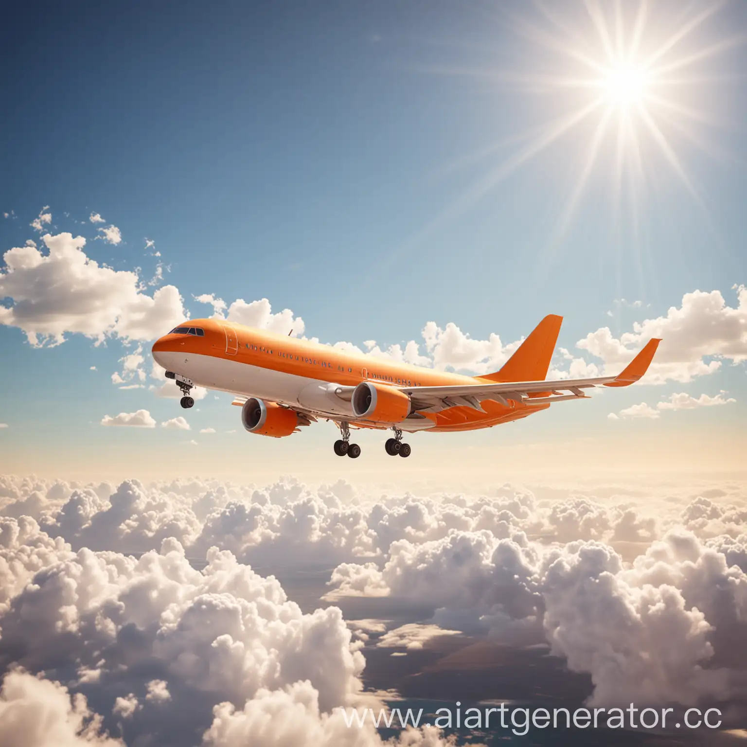 International-Express-Air-Delivery-Orange-Plane-on-a-Bright-Sunny-Day