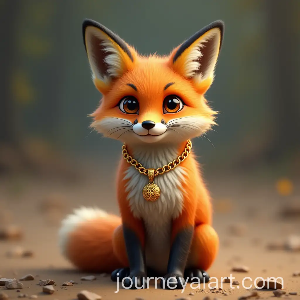Mystical-Fox-Adorned-with-Gold-Necklace-in-Serene-Forest