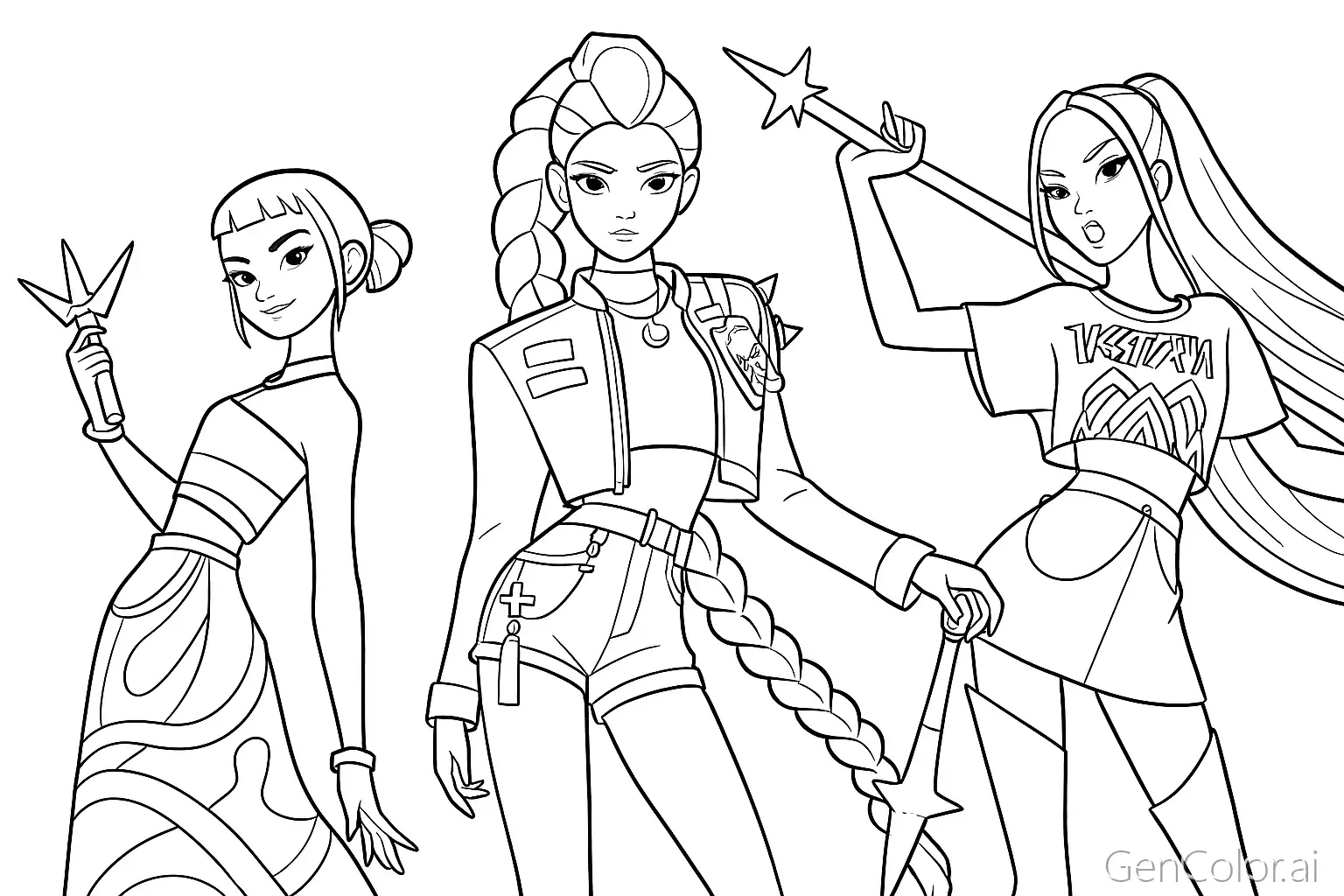 Huntrix Girls Coloring Pages