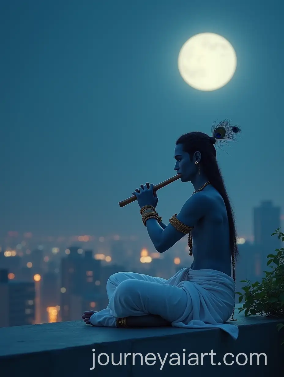 Lord-Krishna-Playing-the-Flute-in-a-Serene-Rooftop-Garden