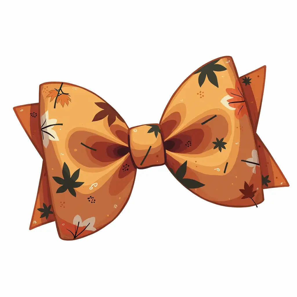 Giant Illustrated Coquette Hairbow with FallThemed Pattern