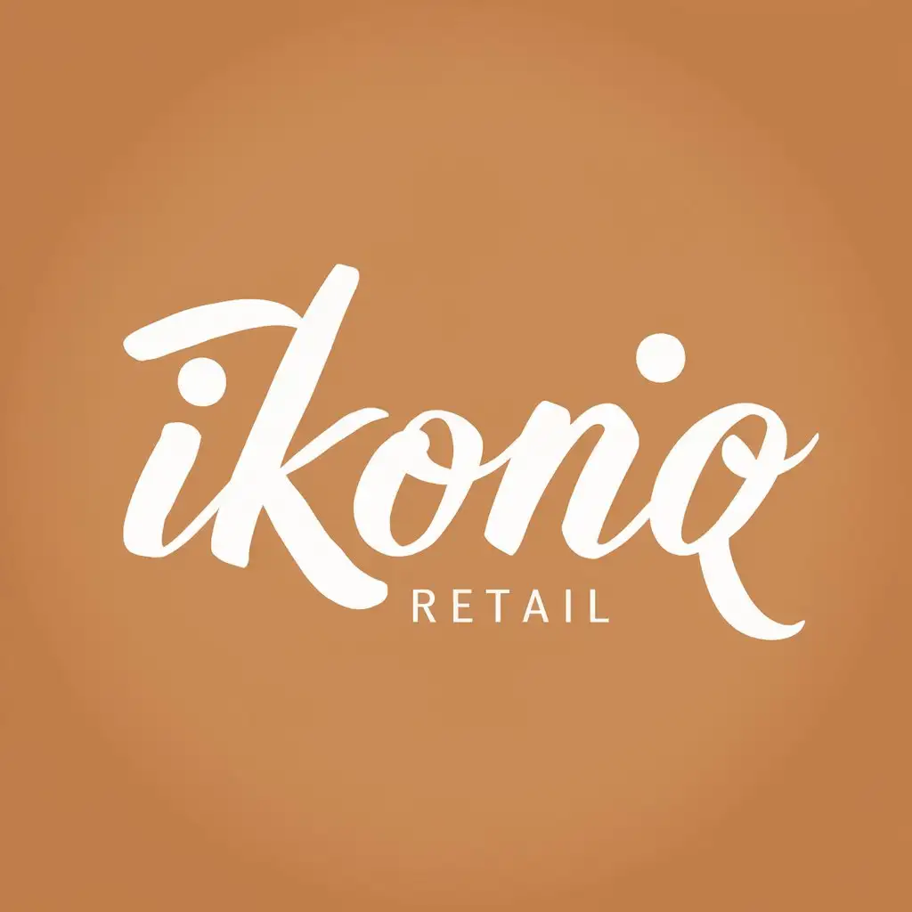 LOGO Design for IKONIQ Elegant Cursive Font in White and Moderate Blue for Retail Industry