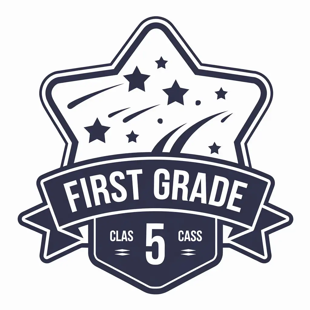 LOGO-Design-for-First-Grade-Class-5-Starry-Sky-Badge-with-Educational-Significance